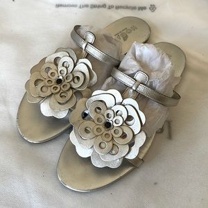 Metallic Gold Floral Sandals